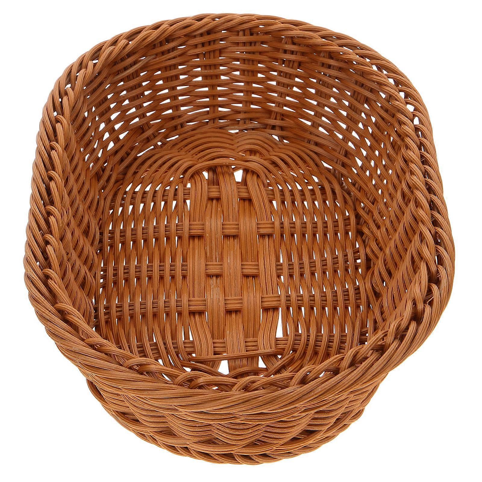 Oval Shaped Brown Woven Basket for Storage Use Bread Basket