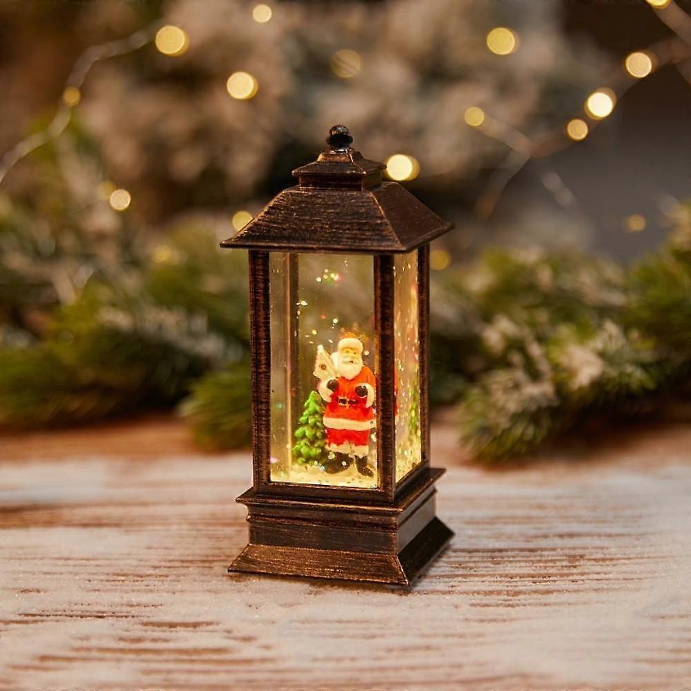 Xmas Tree Snow Globe Lamp Hexagonal Xmas Tree Shape Light Christmas Wind Light  Table Centerpiece