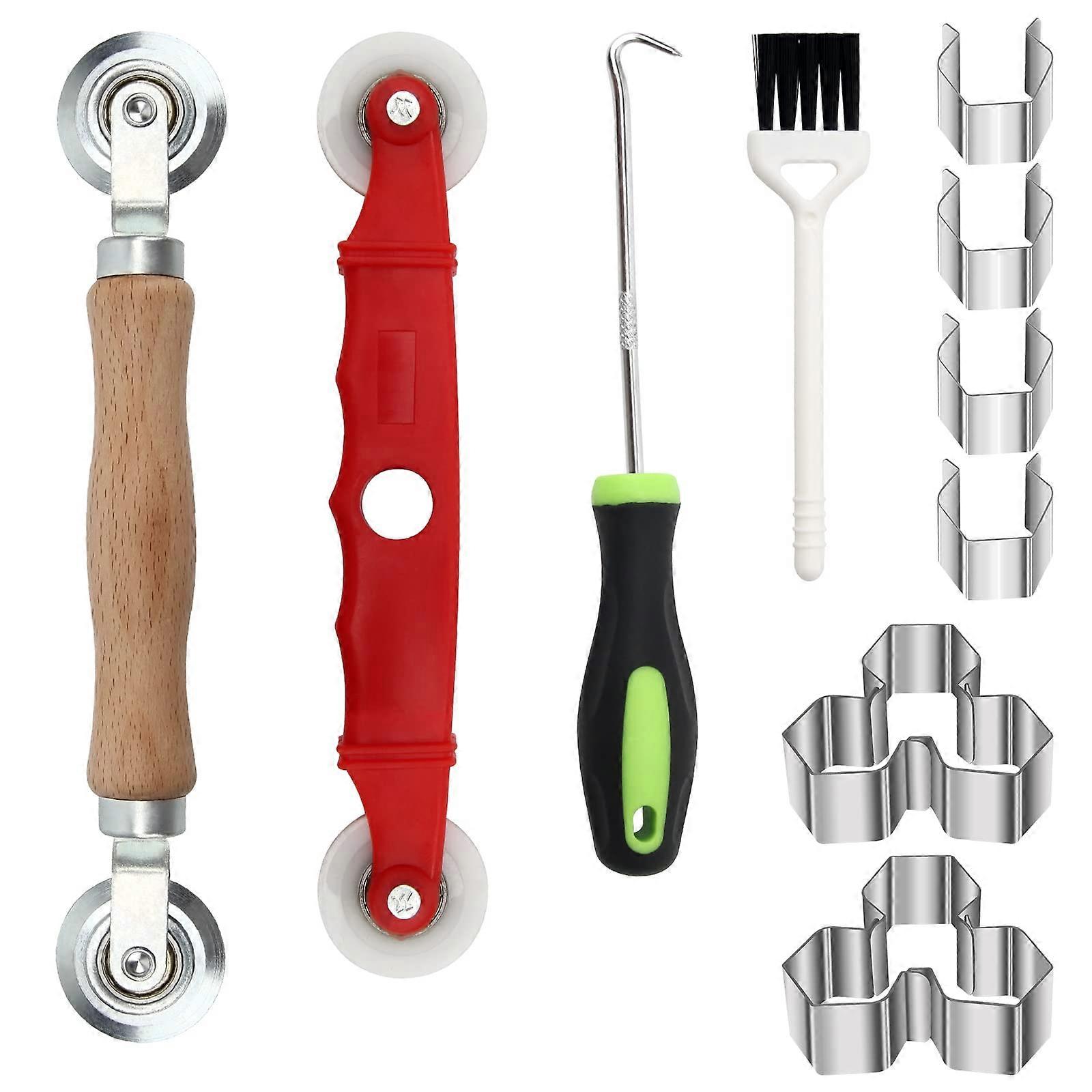 Screen Roller Tool Set 14pcs with Dual Wheel Design, Clips and Brush for Window Screen Installation