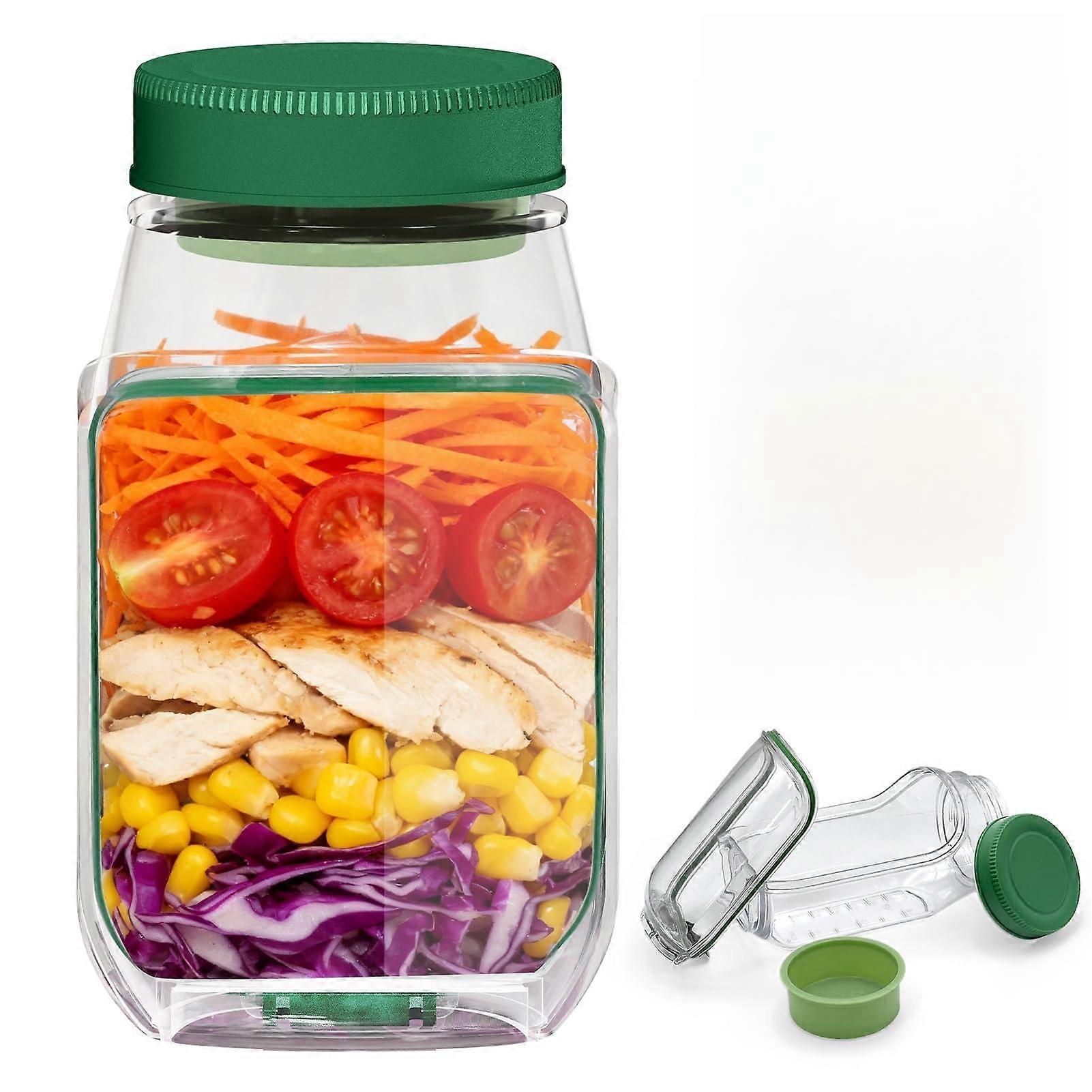 Salad Container with Leakproof Dressing Cup, Keeps Ingredients Fresh, Reusable Lunch Box for Work