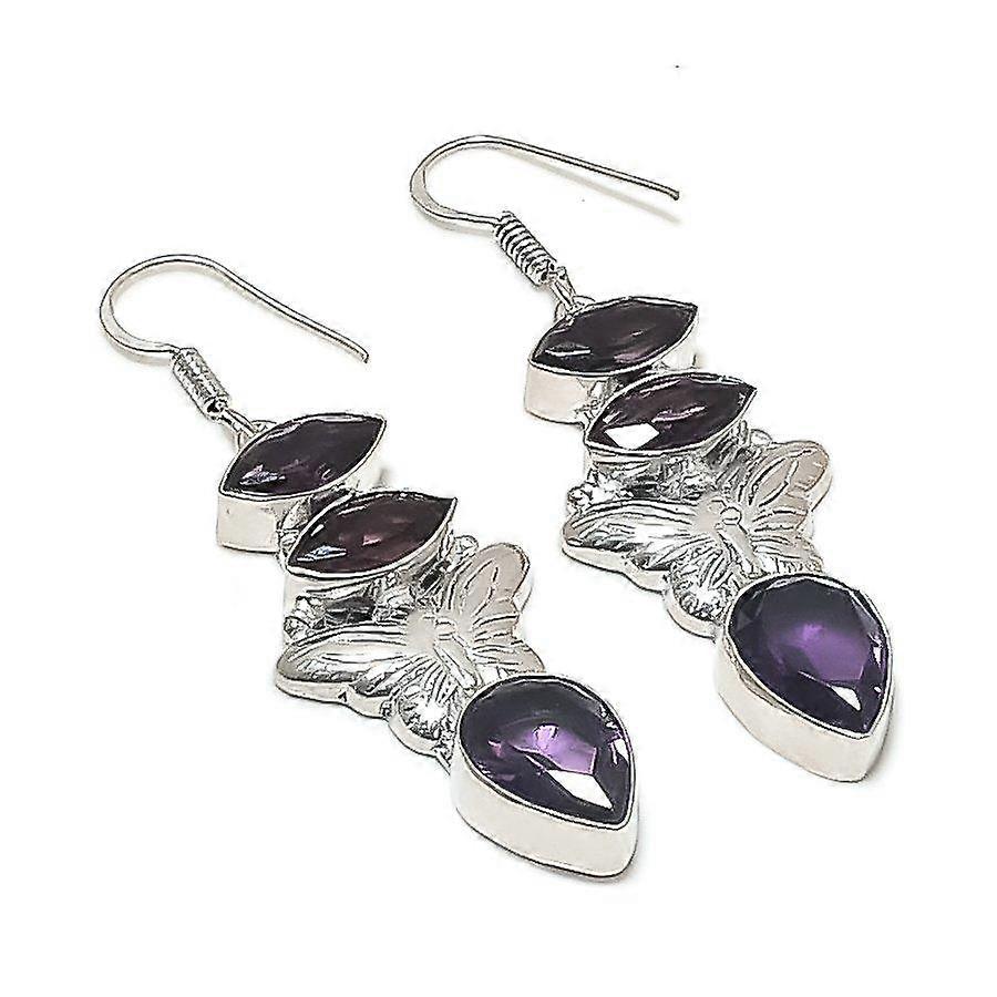 Amethyst Gemstone 925 Sterling Silver Earring 2.36"