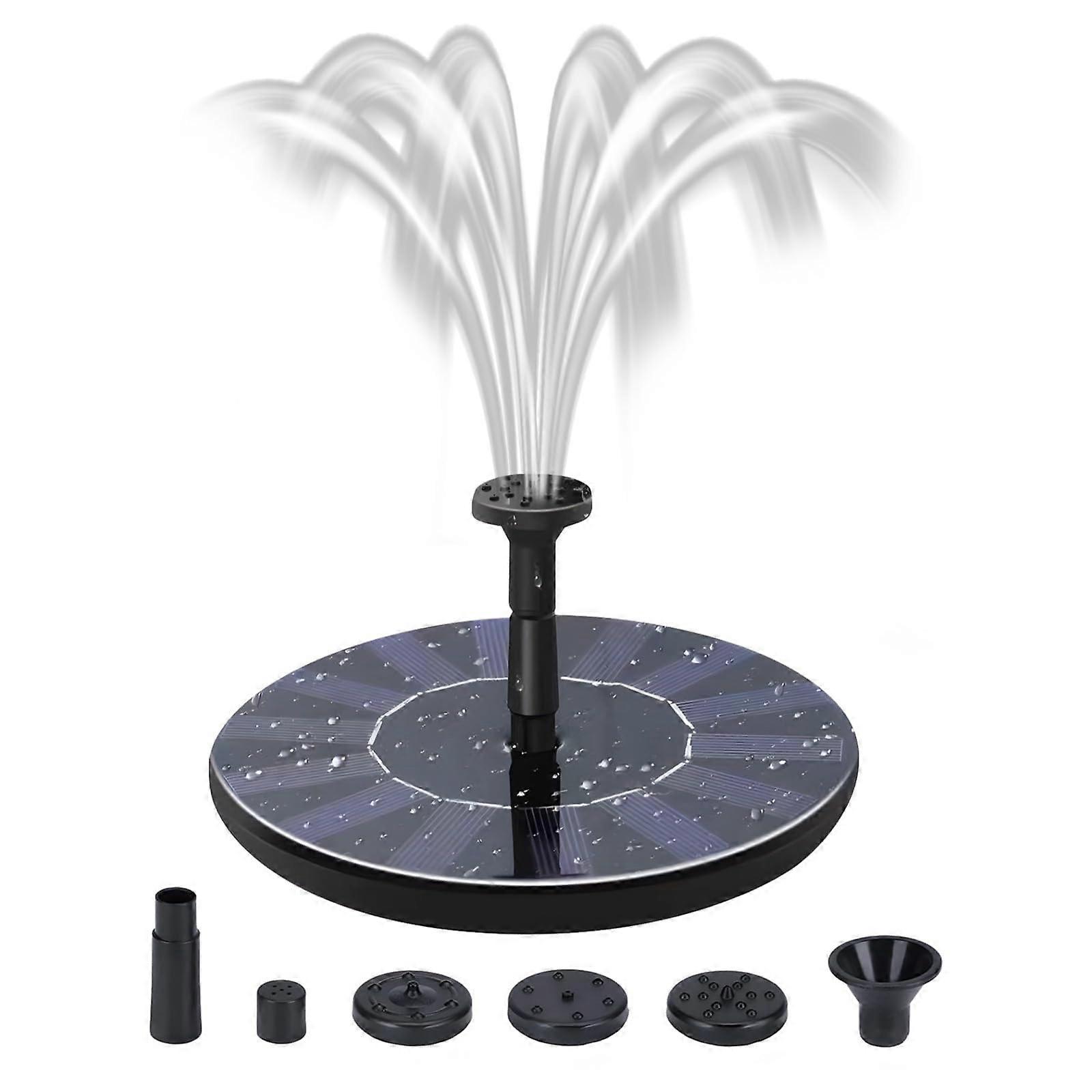 Solar Bird Bath Fountain with Multiple Spray Patterns, 20Inch Lift, Solar Powered Pump, Black