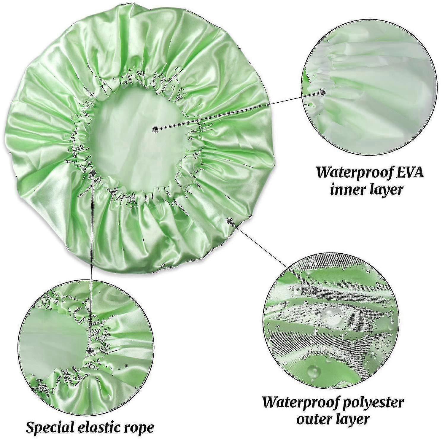 Gorro de ducha, 4 gorros de ducha compatibles con mujer, doble capa impermeable