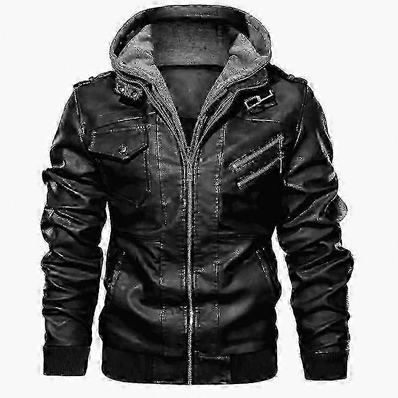 Herr fleecefodrad skinnjacka för höst och vinter