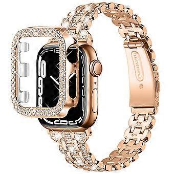 Pasek do zegarka Apple Watch SE 44 mm/SE (2022) 44 mm/seria 4/5/6 44 mm, zdobiony kryształkami ze stali nierdzewnej
