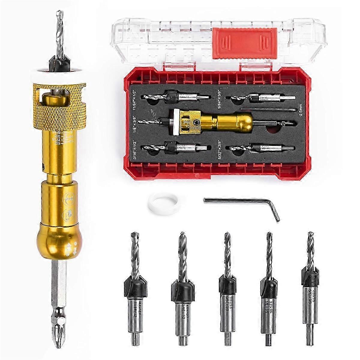 5pcs Countersink Drill Bit Set with 1/4in Release HexShank