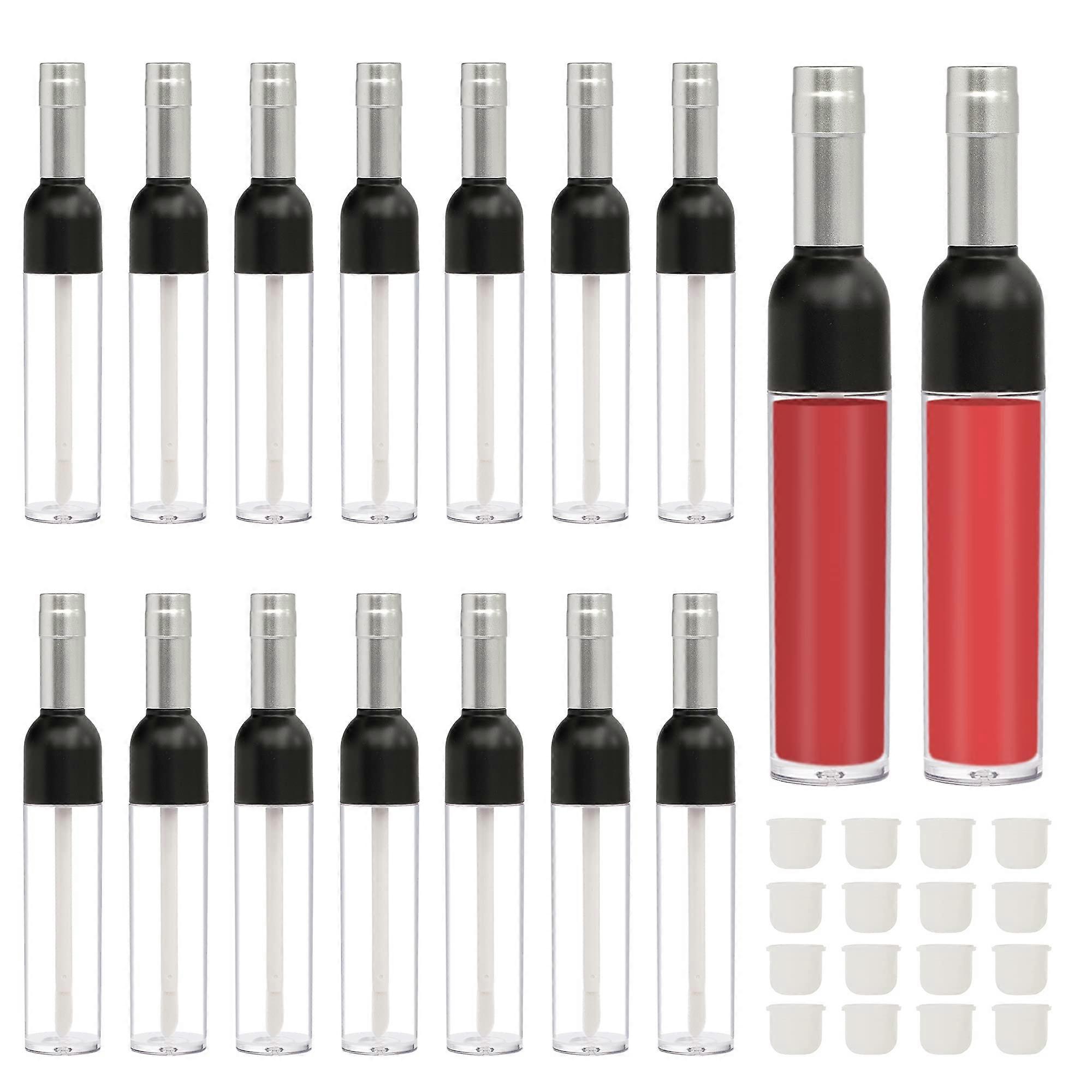 15pcs 5ml Wine Bottle Shaped Lip Gloss Tubes, Refillable Empty Lip Gloss Containers, Silver