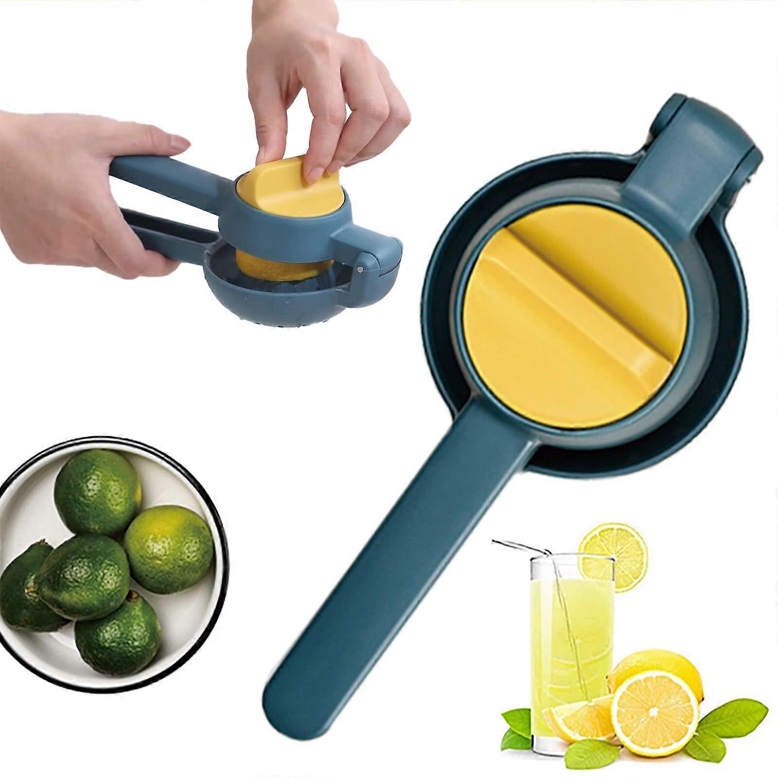 Manual Citrus Juicer Hand Lemon Squeezer with Max Juice Extraction Foldable Easy Clean Blue