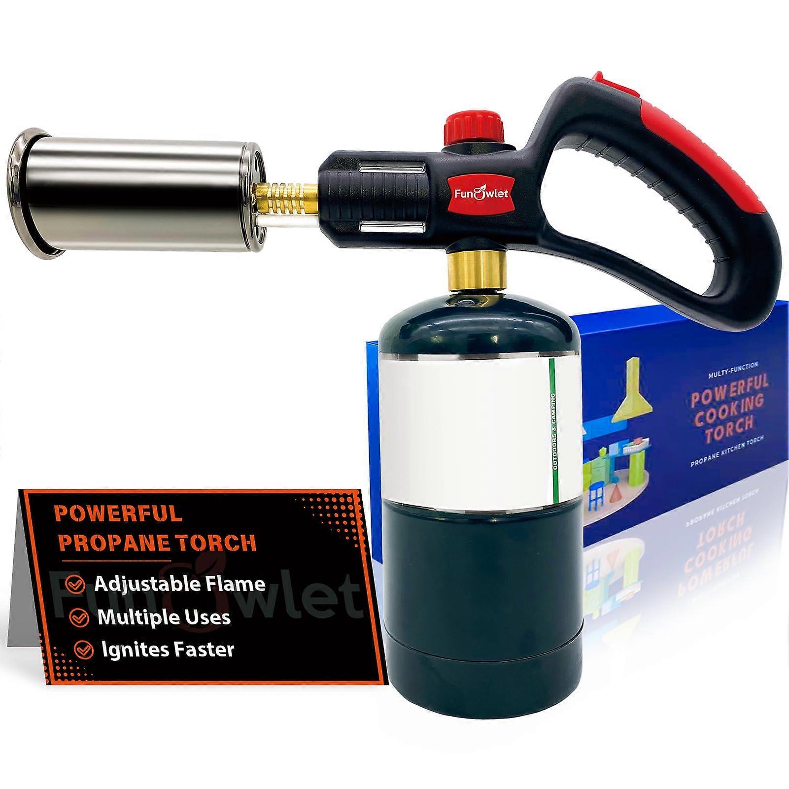 Culinary Propane Cooking Torch with Adjustable Flame for Steak Searing, Creme Brulee, BBQ