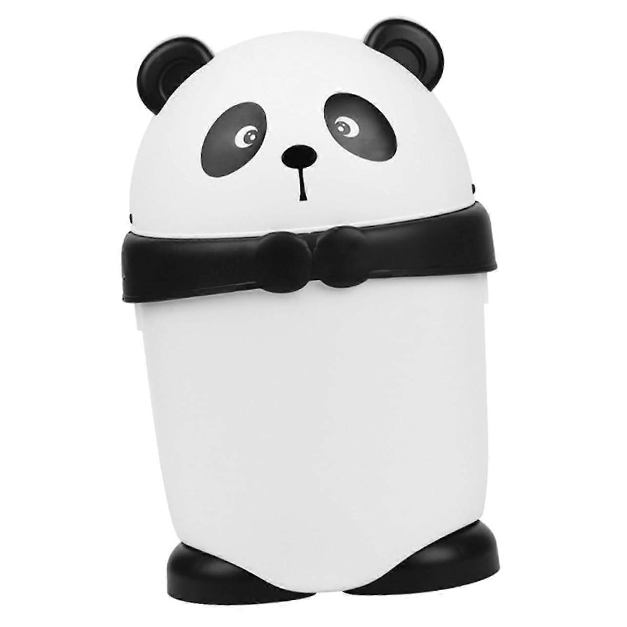 Small Trash Can with Lid Compact Panda Shape Wastebasket for Office Home Bathroom Kitchen