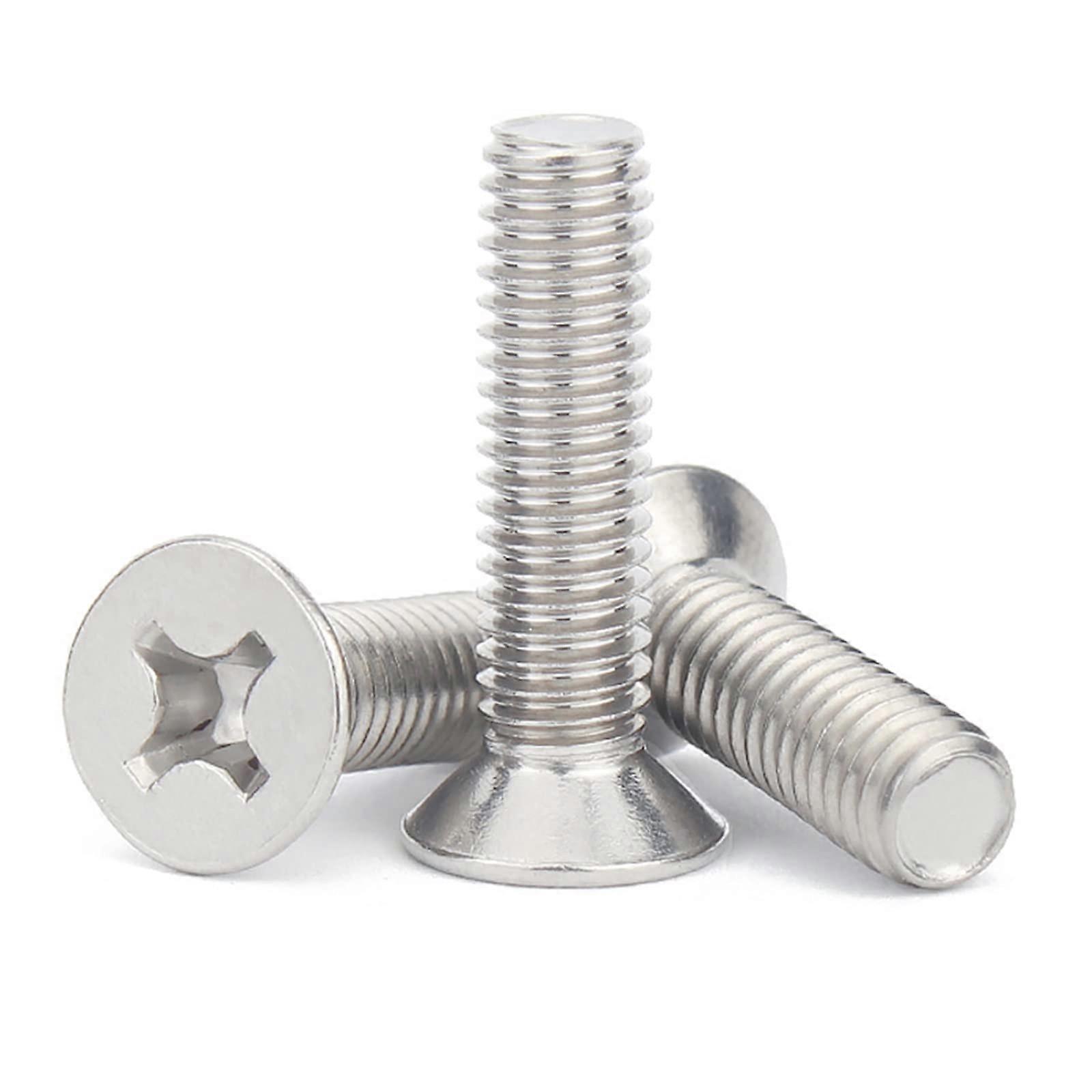 304 Stainless Steel Countersunk Head Screws M1.6 45mm Flat Head Vibration Resistant 100pcs