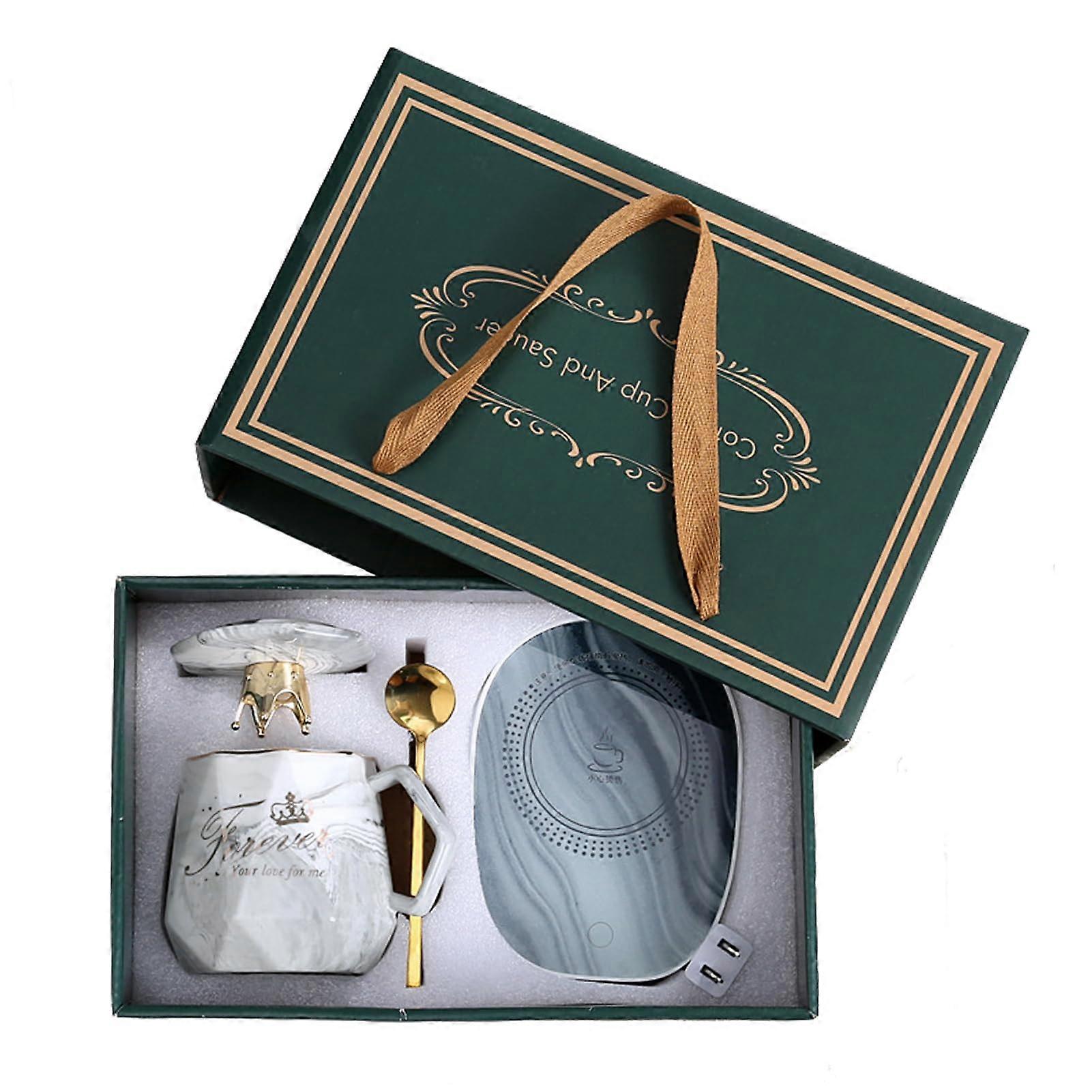 Coffee Mug Warmer Set with Ceramic Cup, Smart Temperature Control and Auto ShutOff, Grey