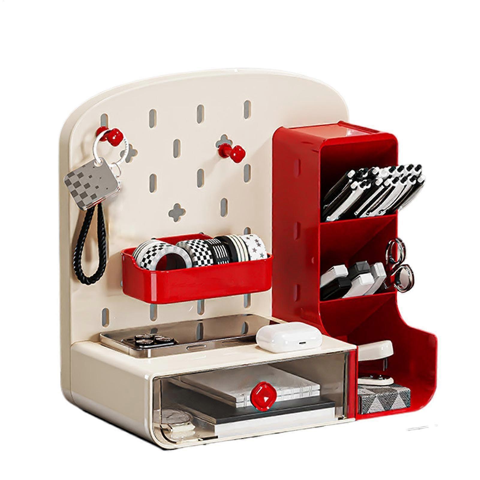 Desktop Pegboard Organizer with Drawers, Durable Desk Storage Rack Maximizes Space for Home Office