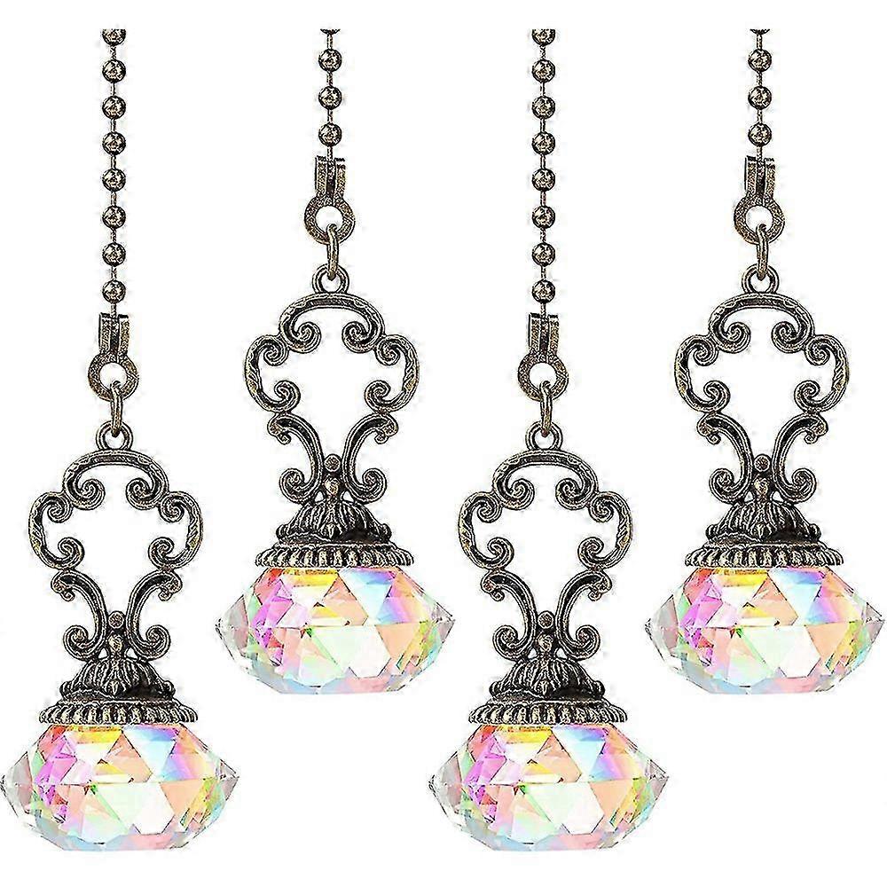 4 Pieces Artificial Crystal Ceiling Fan Pull Chains Pull Chain Extension with Connector for Light Ce