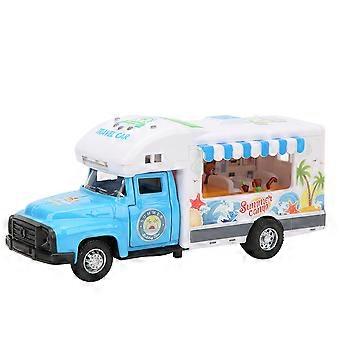 1/28 Simulations-Multifunktions-Spielzeugauto mit Licht und Musik, Rückziehmechanismus, Spielzeugauto-Modell für Kinder (Reiseauto, blau) Z20260206A