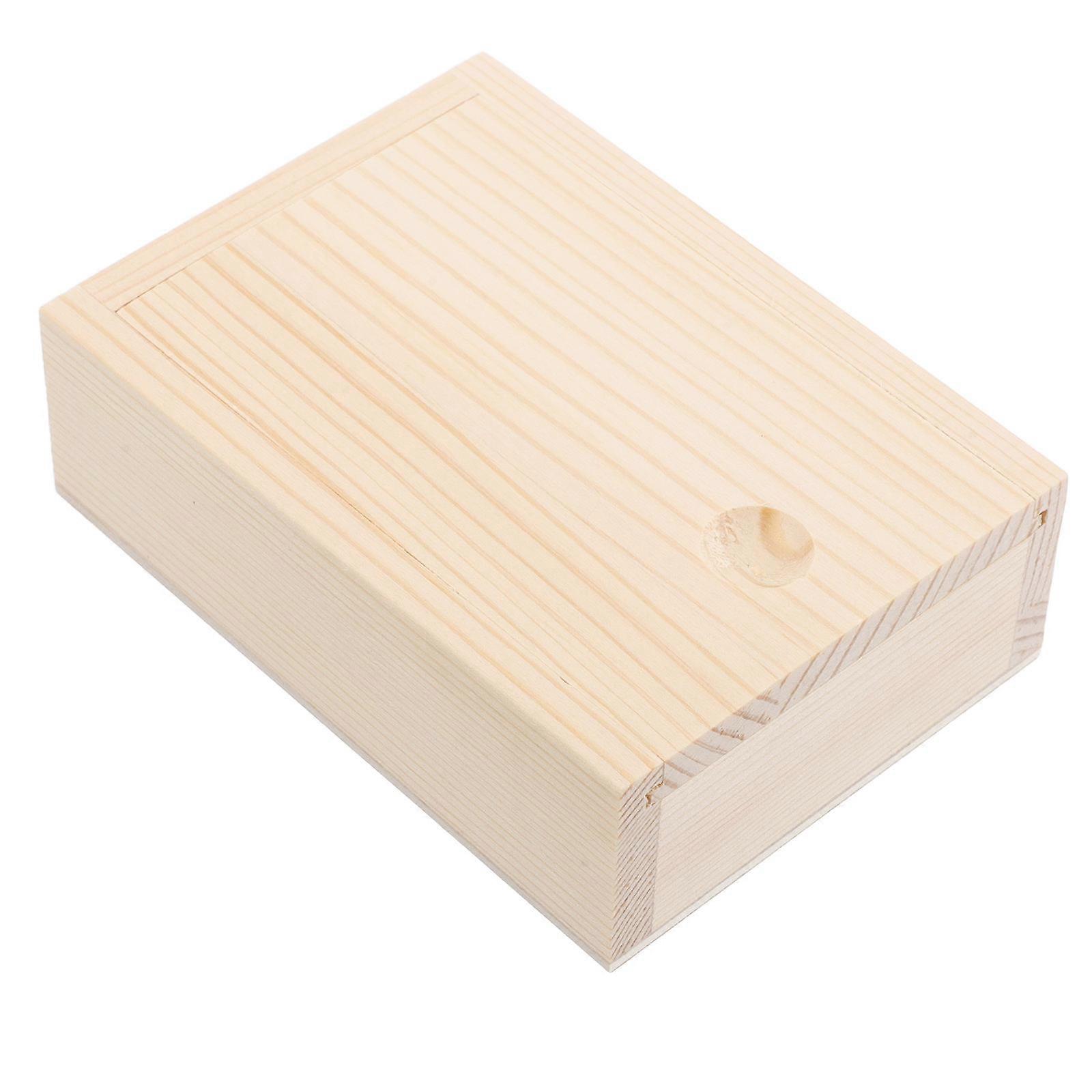 Wood Small Storage Box with Sliding Lid for Multi Functional Use 5Pcs