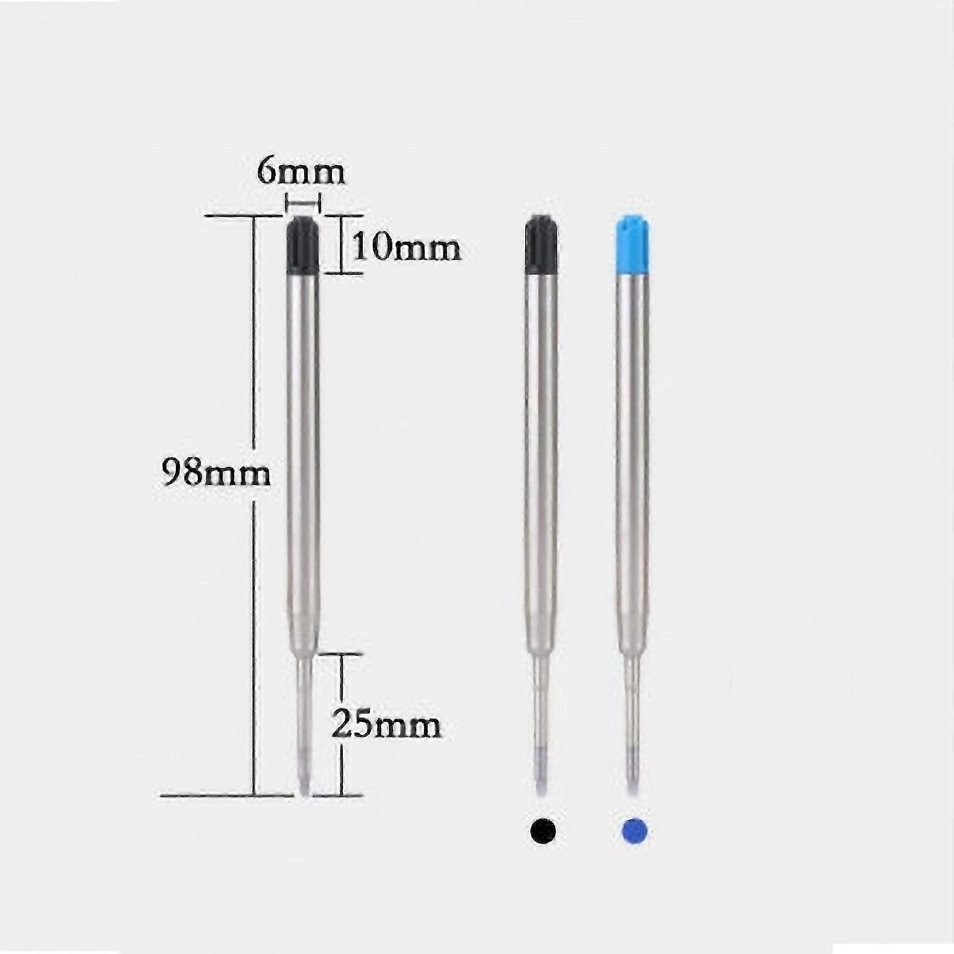 Black Ink Refills (6pcs), Replaceable Ballpoint Pen Refills, 1mm Medium Tip
