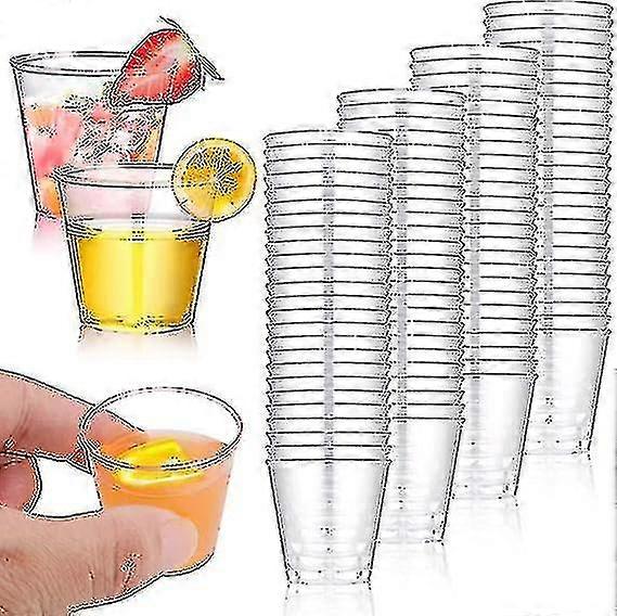 100 Pack 30ml Reusable Plastic Shot Glasses, Party Drinking Cups