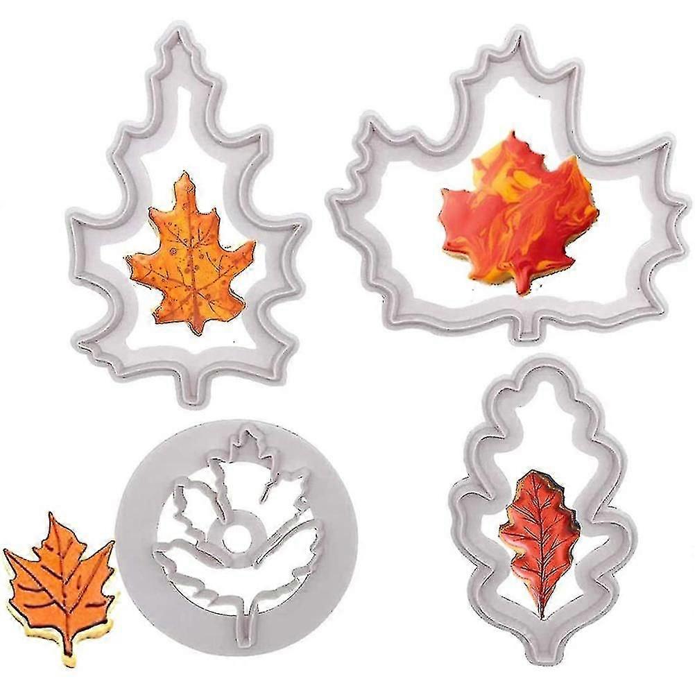 4PCS Fall Leaves Cutter Set, Maple Leaf Mold, 6.2-9.5cm, White