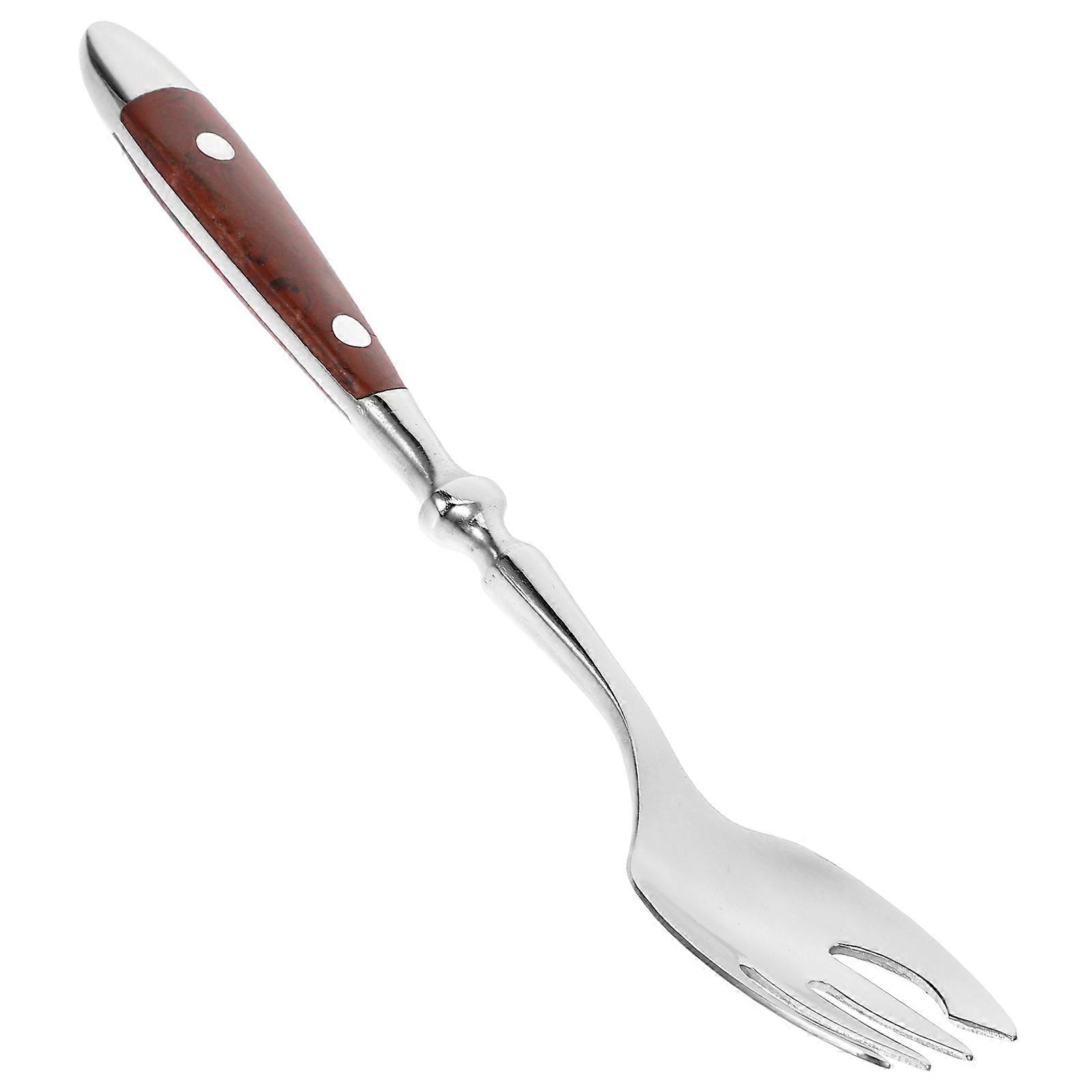 Dessert Fork Wood Handle Fork for Household Multi-Function Use