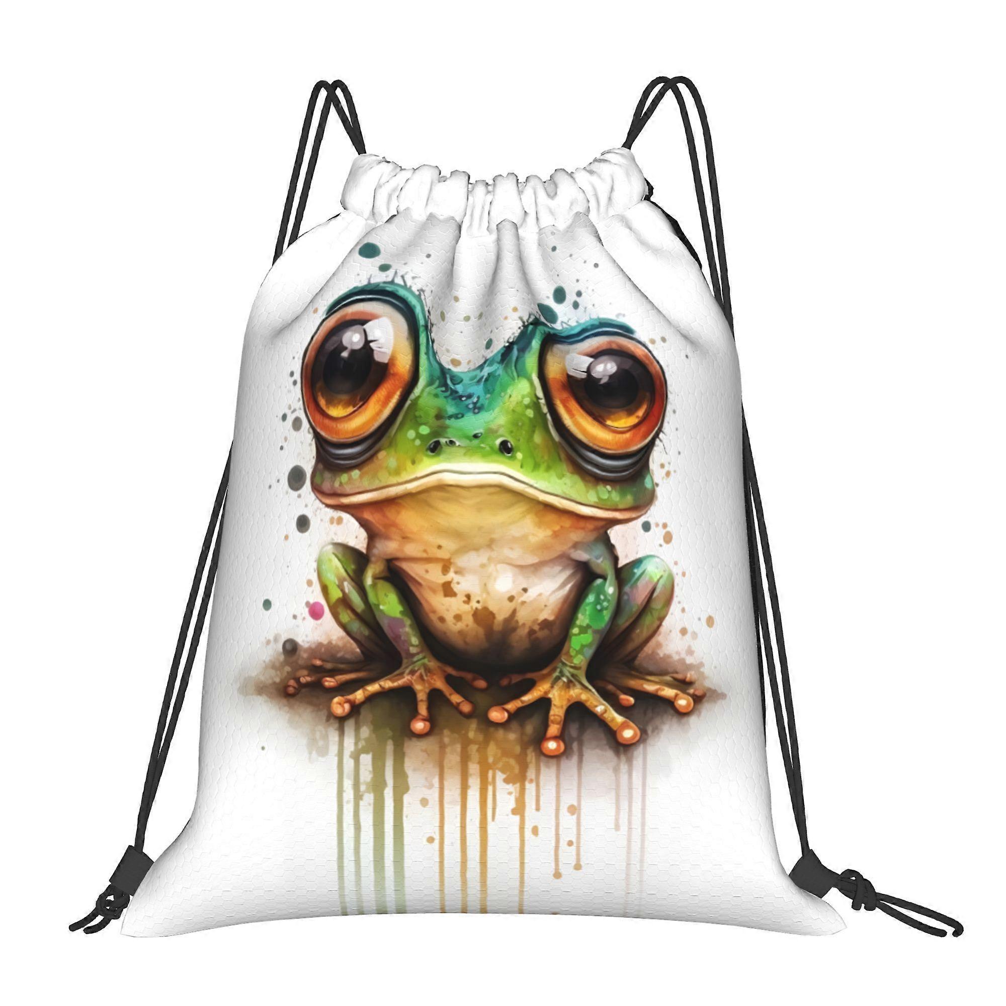 2D Flat Pull-String Bag with Characteristic Pattern-Cqazw
