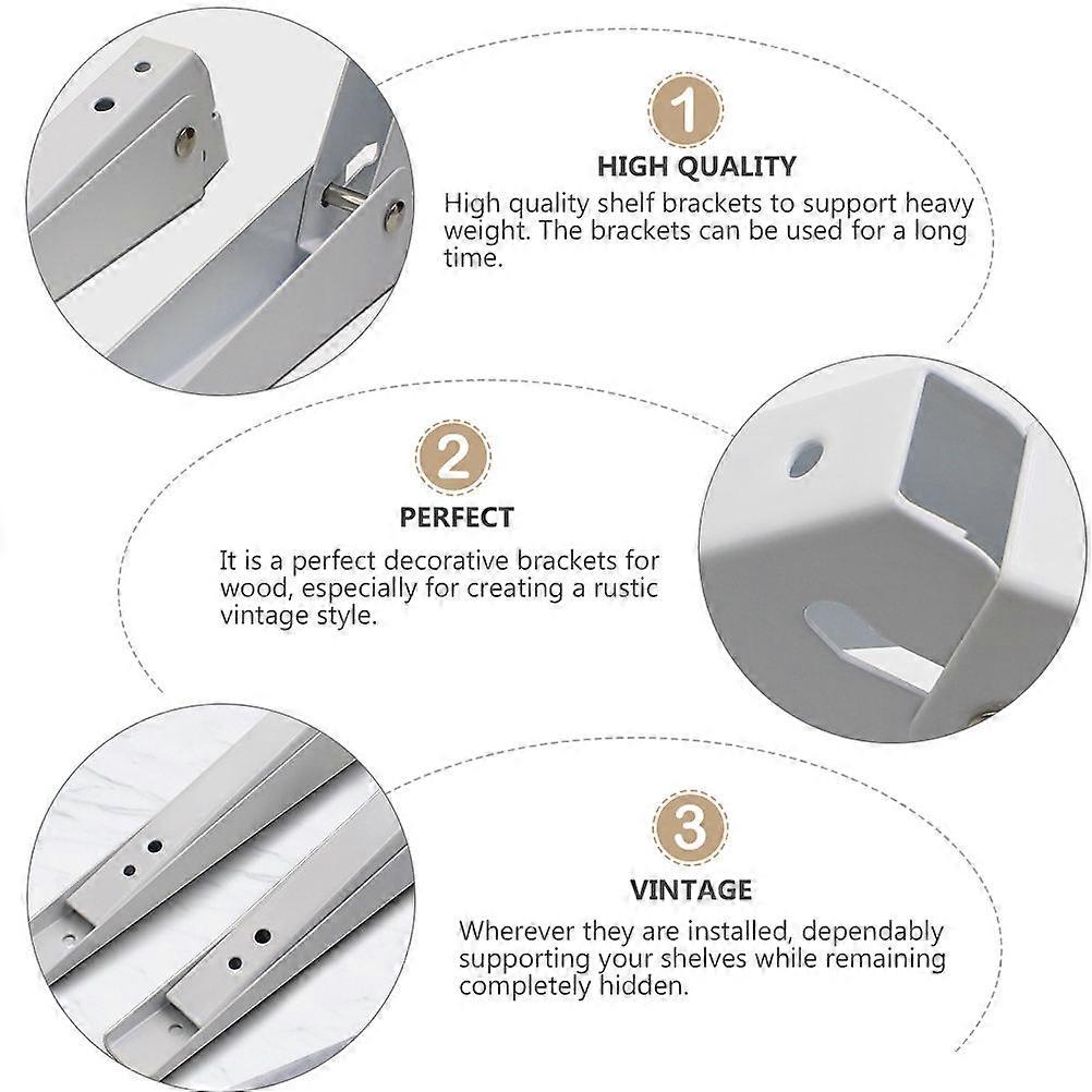 Folding Storage Rack Brackets to Support Shelves 2Pcs Wall Mounted White