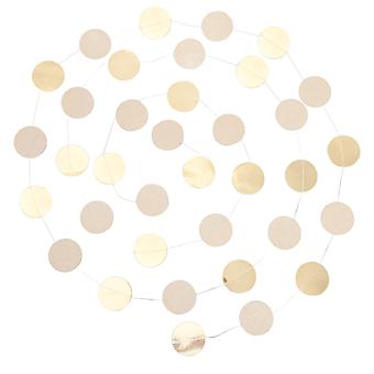 Guirlande de papier élégante et longue à pois circulaires, idéale pour la décoration de mariages, d'anniversaires et de plafonds.