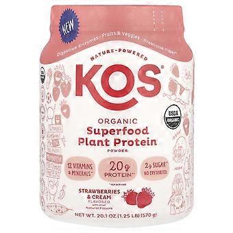 KOS, biologisch superfood plantaardig proteïnepoeder, aardbeien & room, 570 g