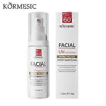 2PC KORMESIC Tinted Facial Sunscreen SPF60+ PA++++, Warm Yellow Tone, UV Protection for Sensitive Skin, Moisturizing Oil Control Breathable Skin Frien