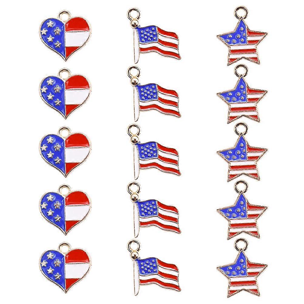 30pcs DIY Decorative Pendants Delicate American Flag Pattern Charm Materials