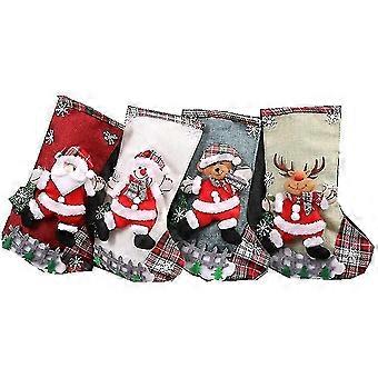 Conjunto de 4 botas de Natal penduradas meias meias grande decoração abeto acessório