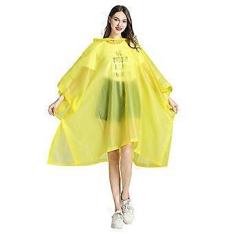EVA Transparent Hooded Raincoat Adult Unisex Mid-length Poncho with Snap Buttons Waterproof Windproof Hiking Raincoats for Men Women
