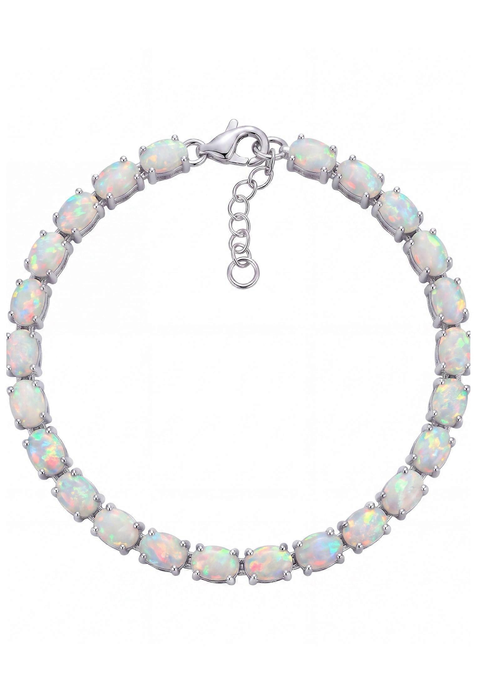 White Opal Tennis Bracelet Silver