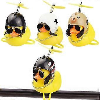 PING-4 Stück Enten-Fahrradklingel, originelle Helm-Fahrradklingel, gelbe Enten-Fahrradklingel, niedliche Gummiente, Kinderfahrradhupe, 4 verschiedene Lenkerklingeln für Kinder, Babys und Kleinkinder