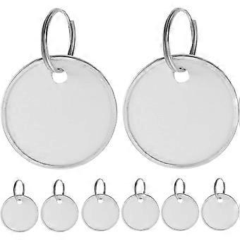 Metal Rim Key Tags 50pcs, 1-1.25 Inch Writable Round Keychain Tags with Split Rings, for Keys, Backpacks, Luggage, Pets