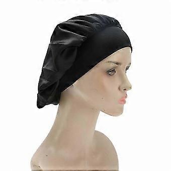 Breathable Sleeping Hair Bonnet, 5-Pack Wide Fabric Band Satin Silk Cap