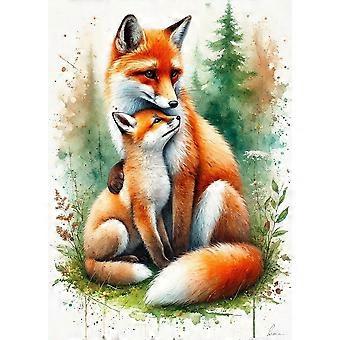 Fuchsmutter und Junges – Wildes Puzzlespiel für Erwachsene und Kinder LO0040