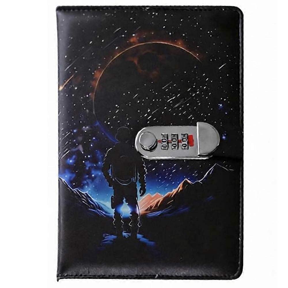 PU Leather Password Notebook, A5 Lockable Journal, Diary with Lock