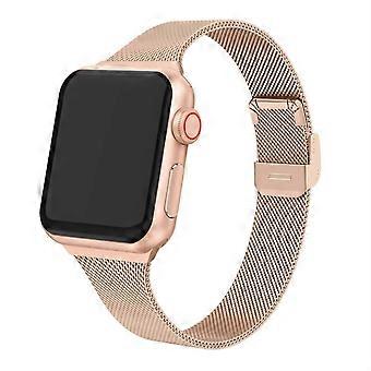 38mm Rose Gold Stainless Steel Adjustable Bracelet Watch Band for Apple Watch Series 7/6/5/4/3/2/1