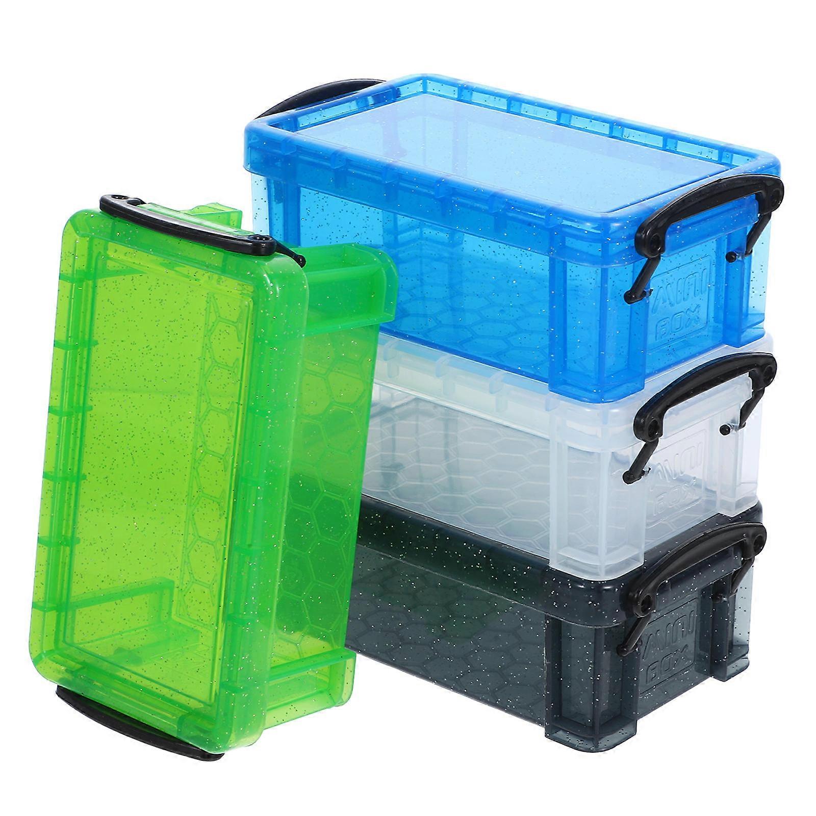 Mini Latch Organizer Box for Storage Clear Stackable Storage Bins 4Pcs