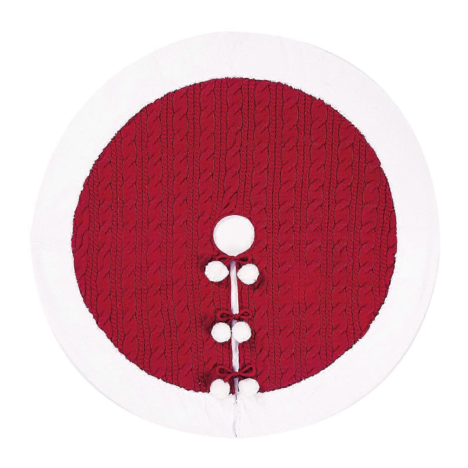 Red Checked Knit Christmas Tree Skirt