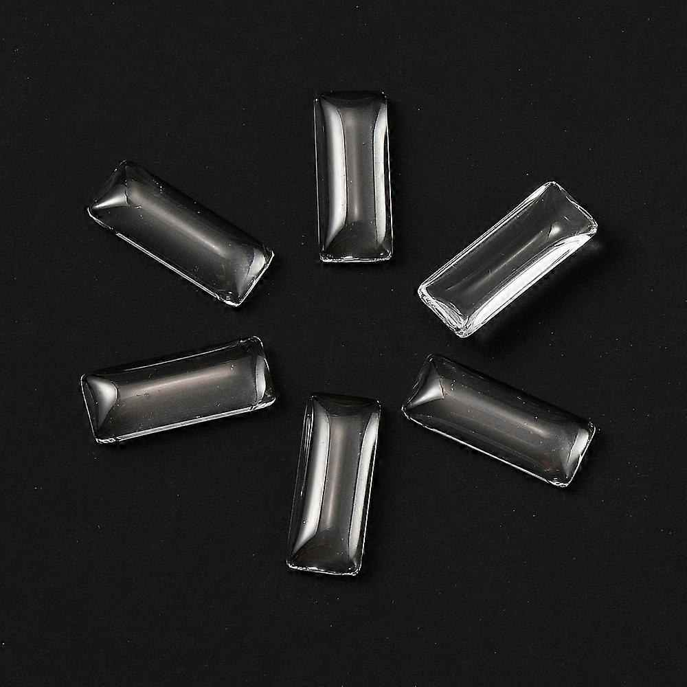 10pcs Transparent Glass Cabochons Rectangle Clear 25x10x5mm