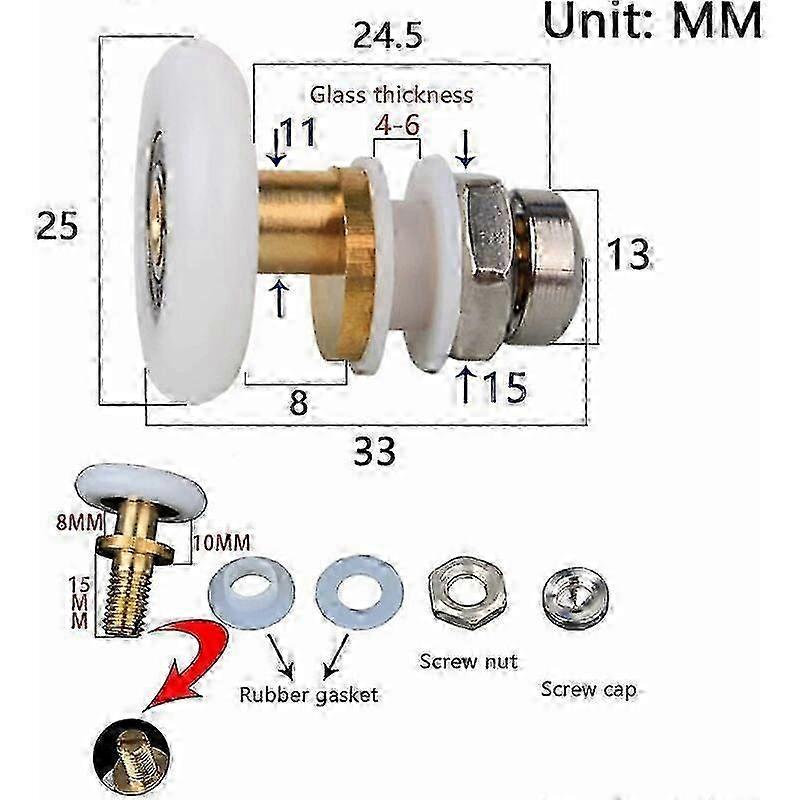 4pcs 25mm Shower Sliding Casters