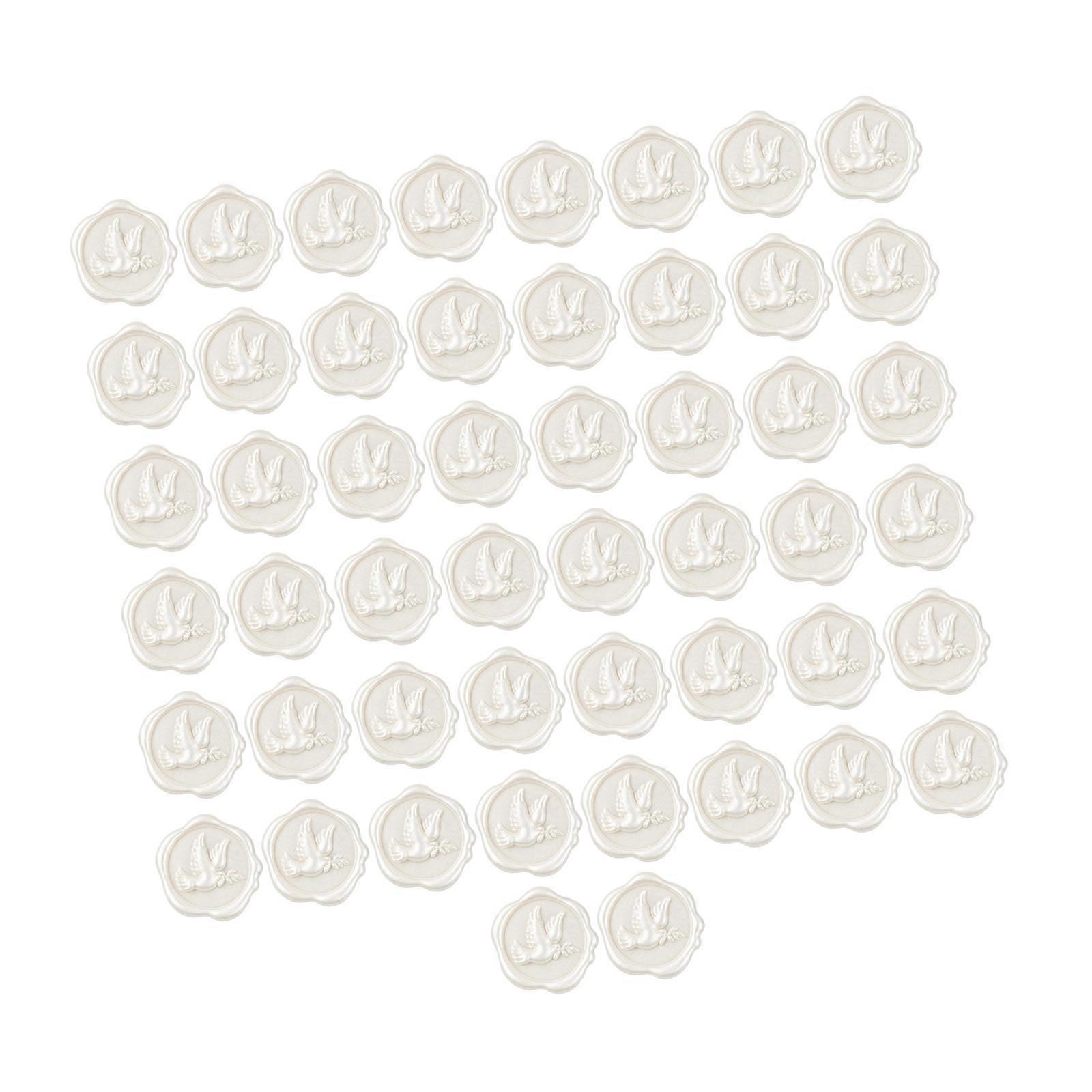Étiquettes de cire adhésives, 50 pièces, avec effet gaufré pour embellir les invitations, les enveloppes, les cartes, les albums de scrapbooking et les emballages cadeaux, disponibles en plusieurs couleurs.