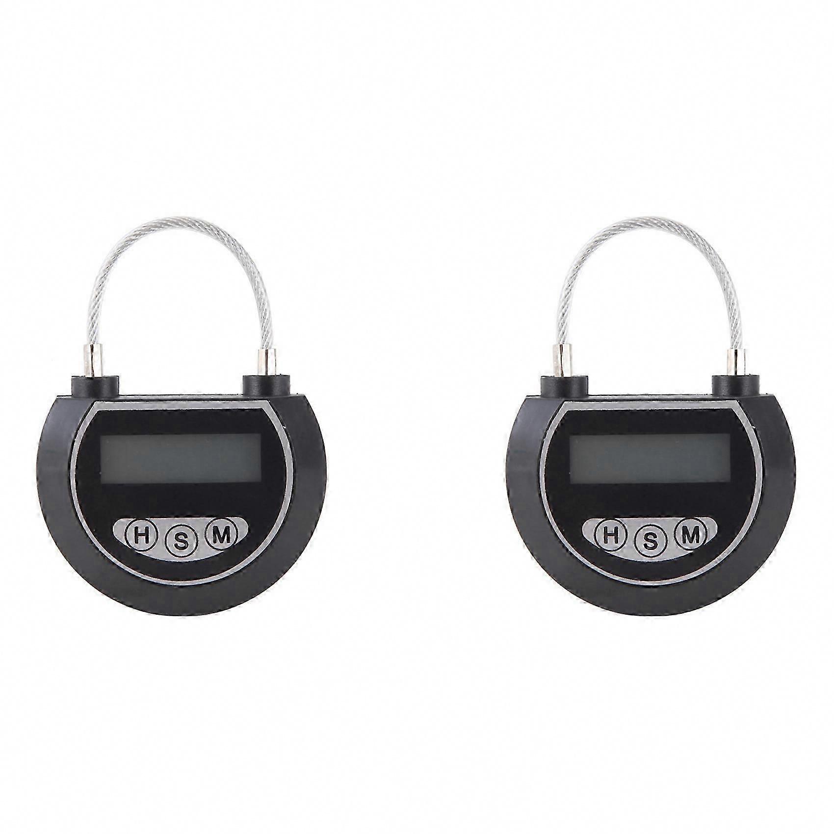 Electronic Time Lock Container, 2-Pack Black Multi-Function Timer Lock Bin for Toys