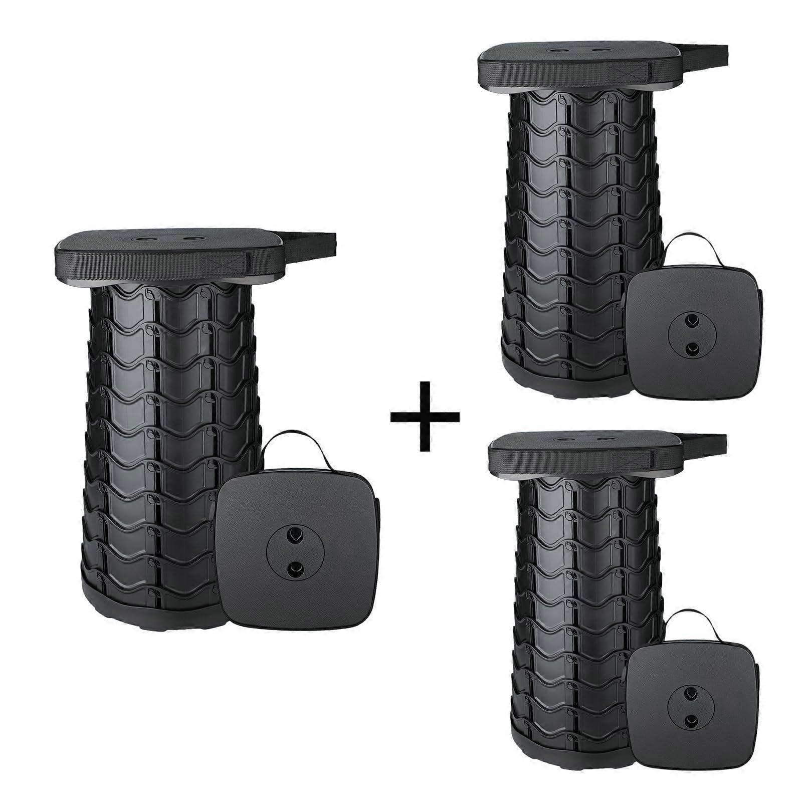 Collapsible Stool 3Pack, 400lbs Load Capacity, Height Adjustable Folding Seat for Camping