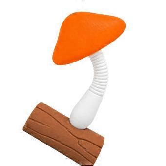 Tap-Responsive Wobbling Swaying Mushroom Decors with a Ribbed Flexible Stem, 3D-Printed Construction, and Detailed Wood-Texture Finish Multicolor