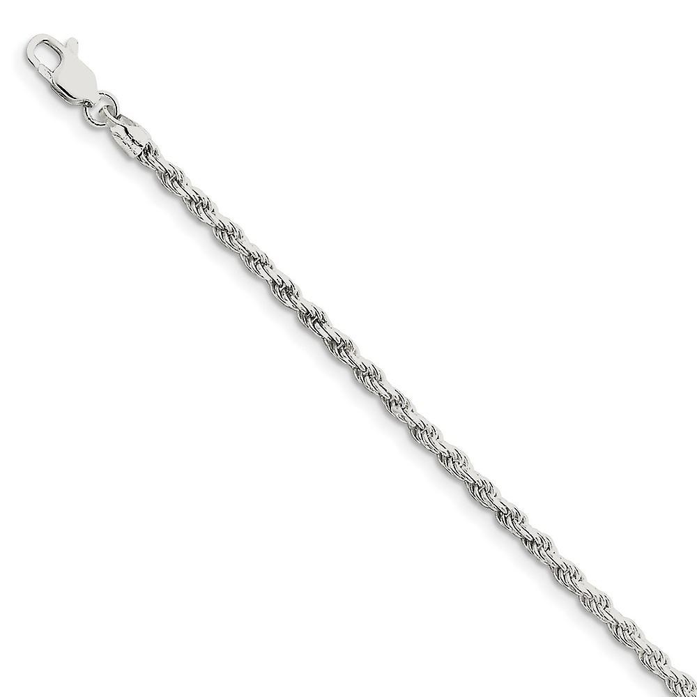 925 Sterling Silver 2.75mm Sparkle Cut Rope Chain Ankle Bracelet Anklet for Women and Men - Length: 7 to 10