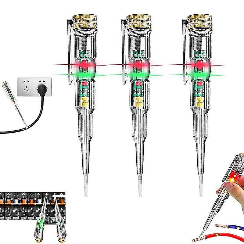 3pcs 24-250v Electrician Circuit Tester Pen,responsive Electrical Tester Pen,with Led Indicator Lig