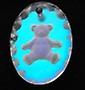 Ice Blue Oval Mini Teddy Bear Crystal Pendant Necklace